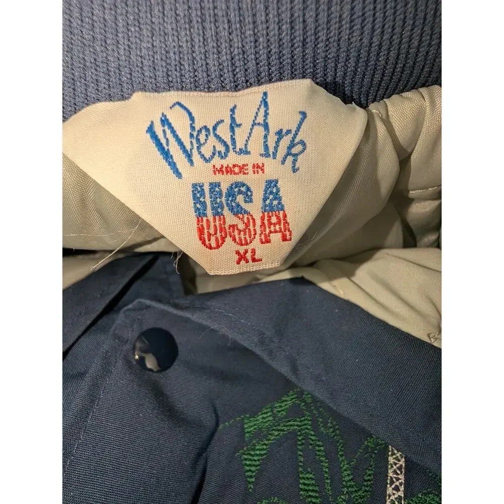Vintage WestArk Jacket Mens XL Blue Canvas Bomber USA Workwear Telecommunication